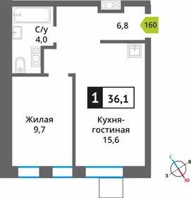 34 м², 1-комнатная квартира 6 550 000 ₽ - изображение 22