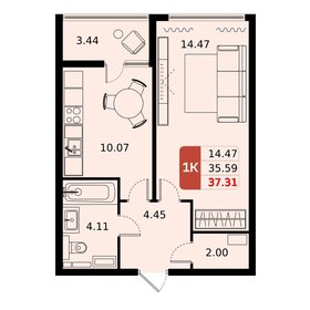 36,5 м², 1-комнатная квартира 5 850 000 ₽ - изображение 53