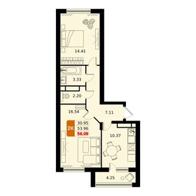 56,1 м², 2-комнатная квартира 9 367 030 ₽ - изображение 14