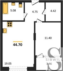 Квартира 44,7 м², 1-комнатная - изображение 1