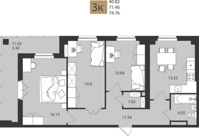 73,5 м², 3-комнатная квартира 9 500 000 ₽ - изображение 63