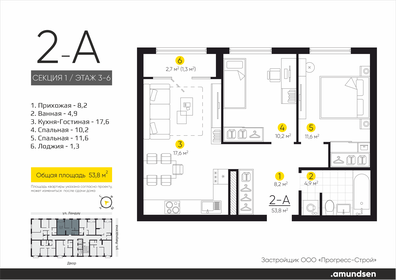 54,1 м², 2-комнатная квартира 7 450 000 ₽ - изображение 15