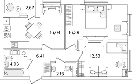 59,1 м², 2-комнатная квартира 8 890 000 ₽ - изображение 31
