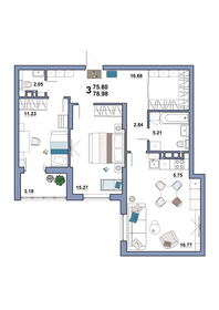 73,4 м², 3-комнатная квартира 6 612 400 ₽ - изображение 40