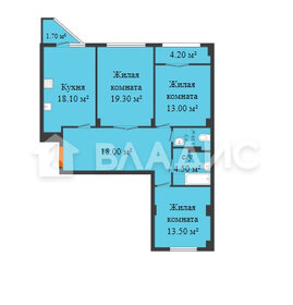 Квартира 90 м², 3-комнатная - изображение 1