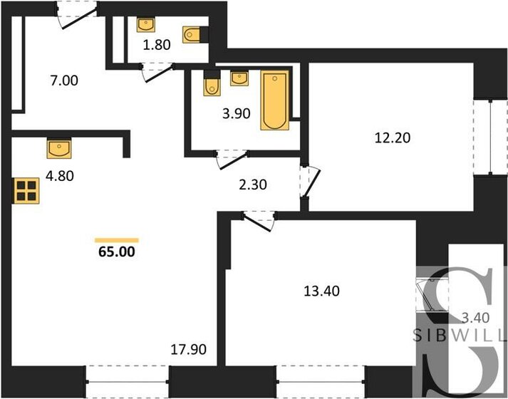 65 м², 2-комнатная квартира 10 350 000 ₽ - изображение 1