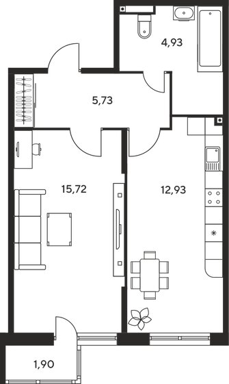 42,5 м², 1-комнатная квартира 4 950 000 ₽ - изображение 1