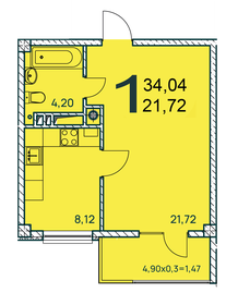 34 м², 1-комнатная квартира 6 314 420 ₽ - изображение 45