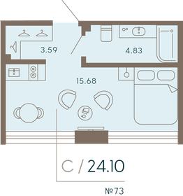 27,9 м², апартаменты-студия 16 735 150 ₽ - изображение 46