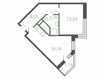 Квартира 42,5 м², 1-комнатная - изображение 1
