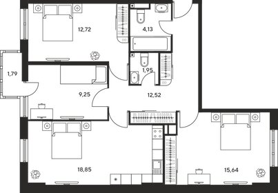 Квартира 76,1 м², 3-комнатная - изображение 1