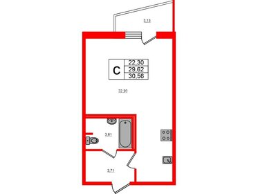 Квартира 29,4 м², студия - изображение 1