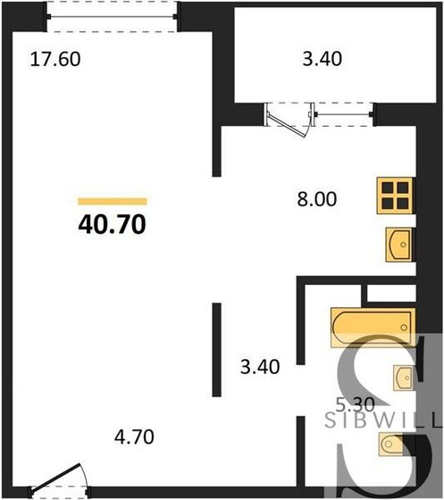 40,7 м², 1-комнатная квартира 6 110 000 ₽ - изображение 15