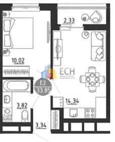 Квартира 33,8 м², 1-комнатная - изображение 1