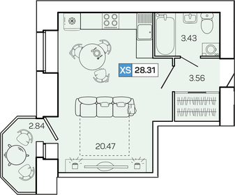 23,3 м², квартира-студия 3 699 000 ₽ - изображение 92