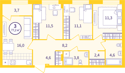 69,1 м², 4-комнатная квартира 8 000 000 ₽ - изображение 94
