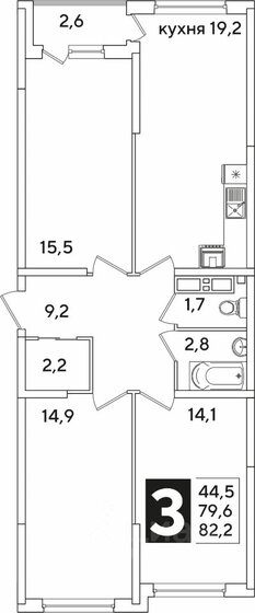 82,2 м², 3-комнатная квартира 10 330 000 ₽ - изображение 19