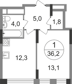 36,1 м², 1-комнатная квартира 10 612 161 ₽ - изображение 31
