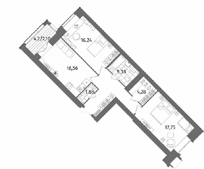 75,9 м², 2-комнатная квартира 19 317 000 ₽ - изображение 1
