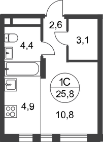 Квартира 25,8 м², студия - изображение 1