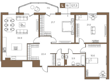 135,8 м², 3-комнатная квартира 45 590 000 ₽ - изображение 75