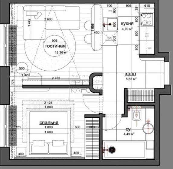 39,6 м², 1-комнатная квартира 22 500 000 ₽ - изображение 1