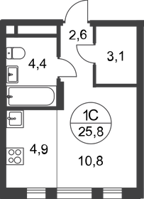 Квартира 25,8 м², студия - изображение 1