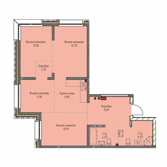 80,2 м², 4-комнатная квартира 13 625 500 ₽ - изображение 1
