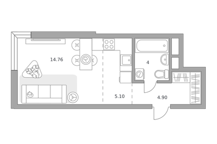 Квартира 28,8 м², студия - изображение 2