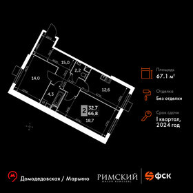 Квартира 67,1 м², 2-комнатная - изображение 1