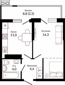 33,3 м², 1-комнатная квартира 3 780 000 ₽ - изображение 78