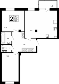 Квартира 75,8 м², 2-комнатная - изображение 1