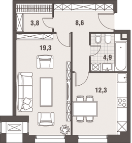 59,3 м², 2-комнатная квартира 19 207 412 ₽ - изображение 77
