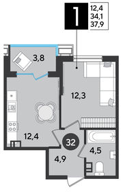 37,9 м², 1-комнатная квартира 7 019 081 ₽ - изображение 19