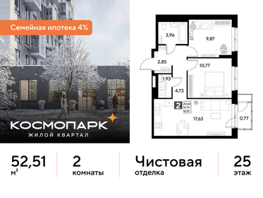 Квартира 52,5 м², 2-комнатная - изображение 1
