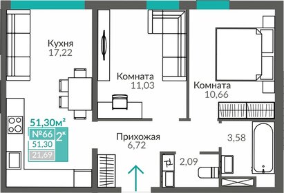 51 м², 2-комнатная квартира 7 054 000 ₽ - изображение 11