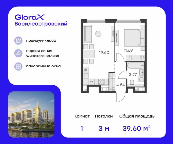 39,6 м², 1-комнатная квартира 15 573 529 ₽ - изображение 1