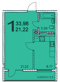 Квартира 34 м², 1-комнатная - изображение 1