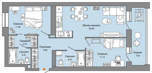68,9 м², 3-комнатная квартира 5 100 000 ₽ - изображение 64