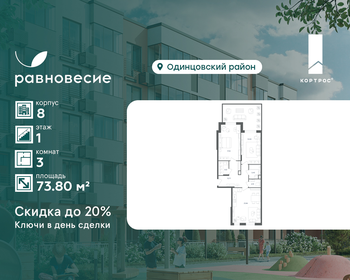 Квартира 73,8 м², 3-комнатная - изображение 1