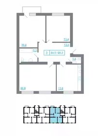 Квартира 85,4 м², 3-комнатная - изображение 1