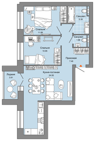 Квартира 54 м², 2-комнатная - изображение 1