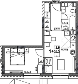 Квартира 38,5 м², 1-комнатная - изображение 1