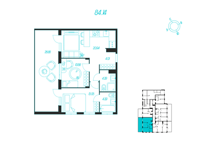 Квартира 65,3 м², 2-комнатная - изображение 1