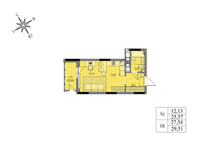 Квартира 27,5 м², студия - изображение 1