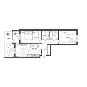 Квартира 61,4 м², 2-комнатная - изображение 1