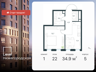 34,9 м², 1-комнатная квартира 13 006 681 ₽ - изображение 1