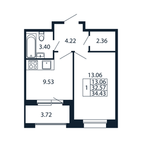 Квартира 34,4 м², 1-комнатная - изображение 4