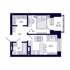 Квартира 35,6 м², 1-комнатная - изображение 3