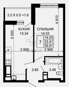 Квартира 35 м², 1-комнатная - изображение 1